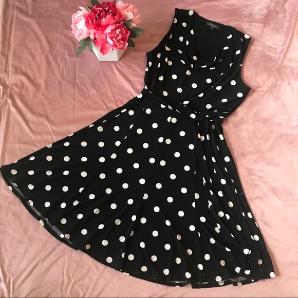 Lauren Ralph Lauren Dresses & Skirts - Ralph Lauren Polka Dot Cowl Neck Swing Dress
